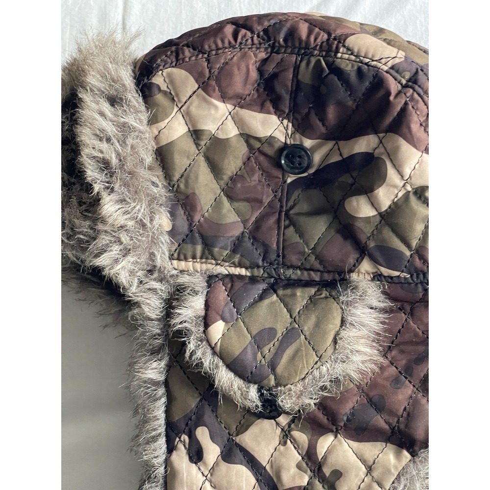 Camo Trapper Hat Faux Fur Lined Ear Flaps Aviator Bomber Winter Cap RN109028 - Picture 4 of 5